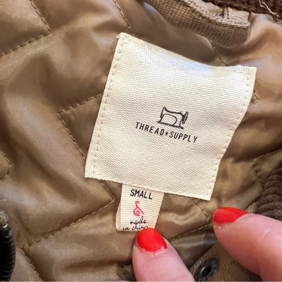 Women’s Brown Barn Jacket with Corduroy Collar - Picture 4 of 6